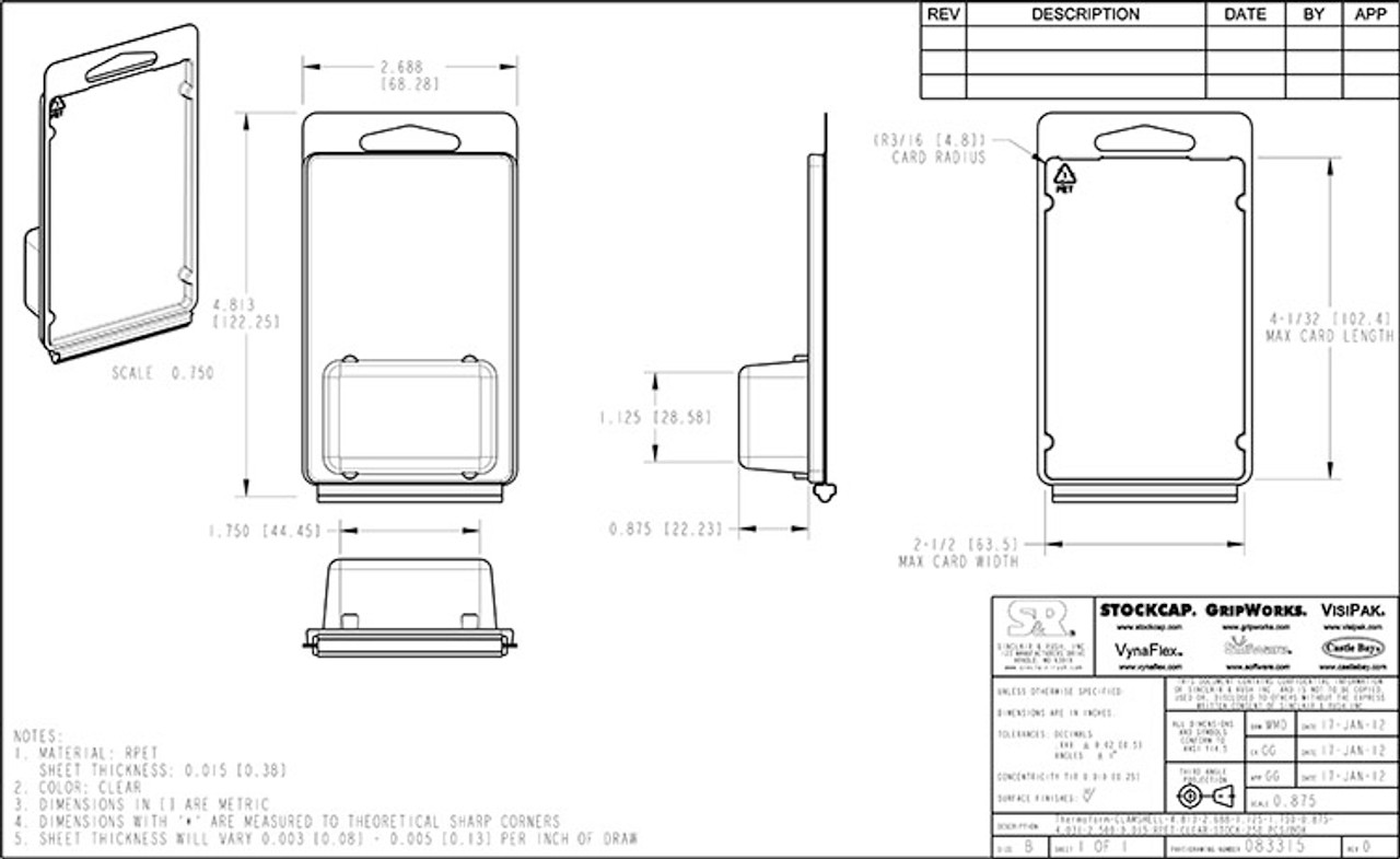 083315 - Stock Clamshell Packaging Technical Drawing